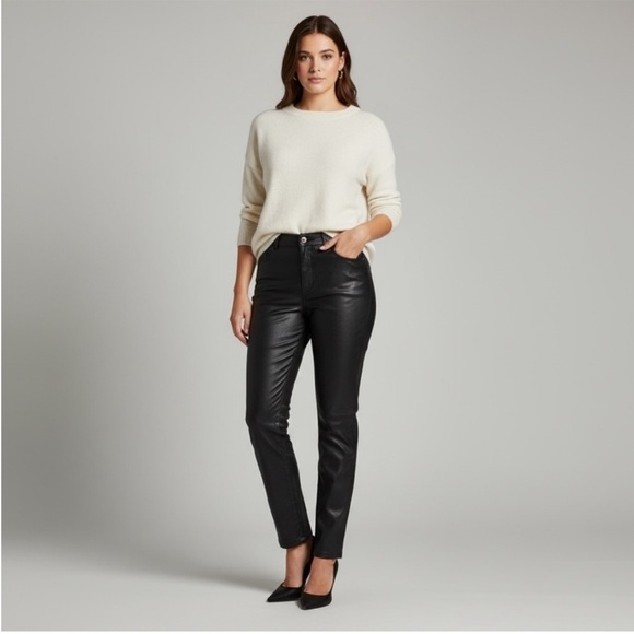 Shinestar Denim - Shinestar Black Faux Leather Straight Leg Jeans